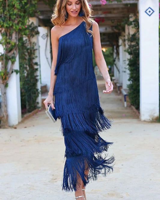 Laura | Vestido largo con flecos