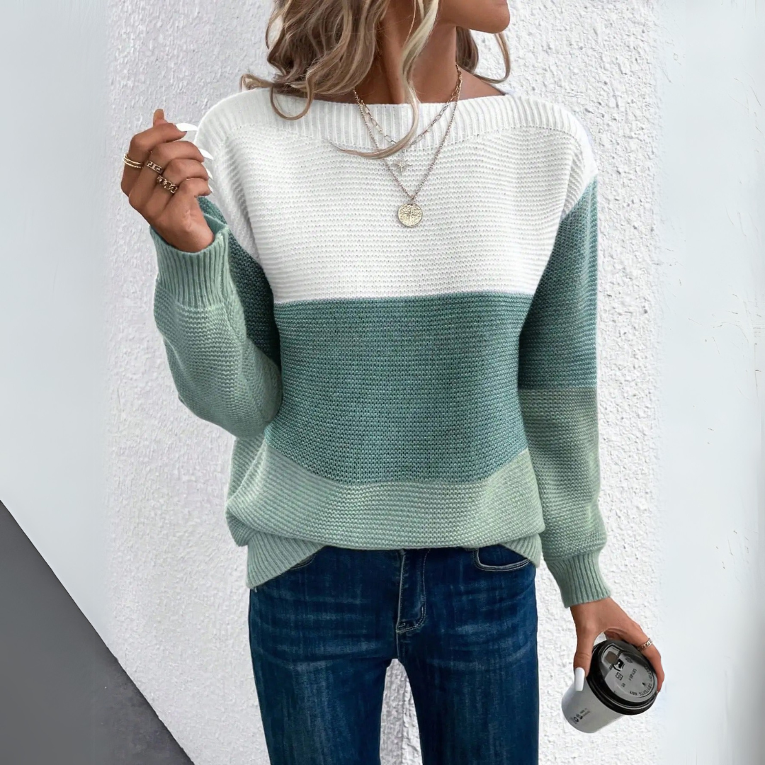 Clara | Elegante suéter de patchwork en tres colores