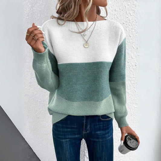 Clara | Elegante suéter de patchwork en tres colores