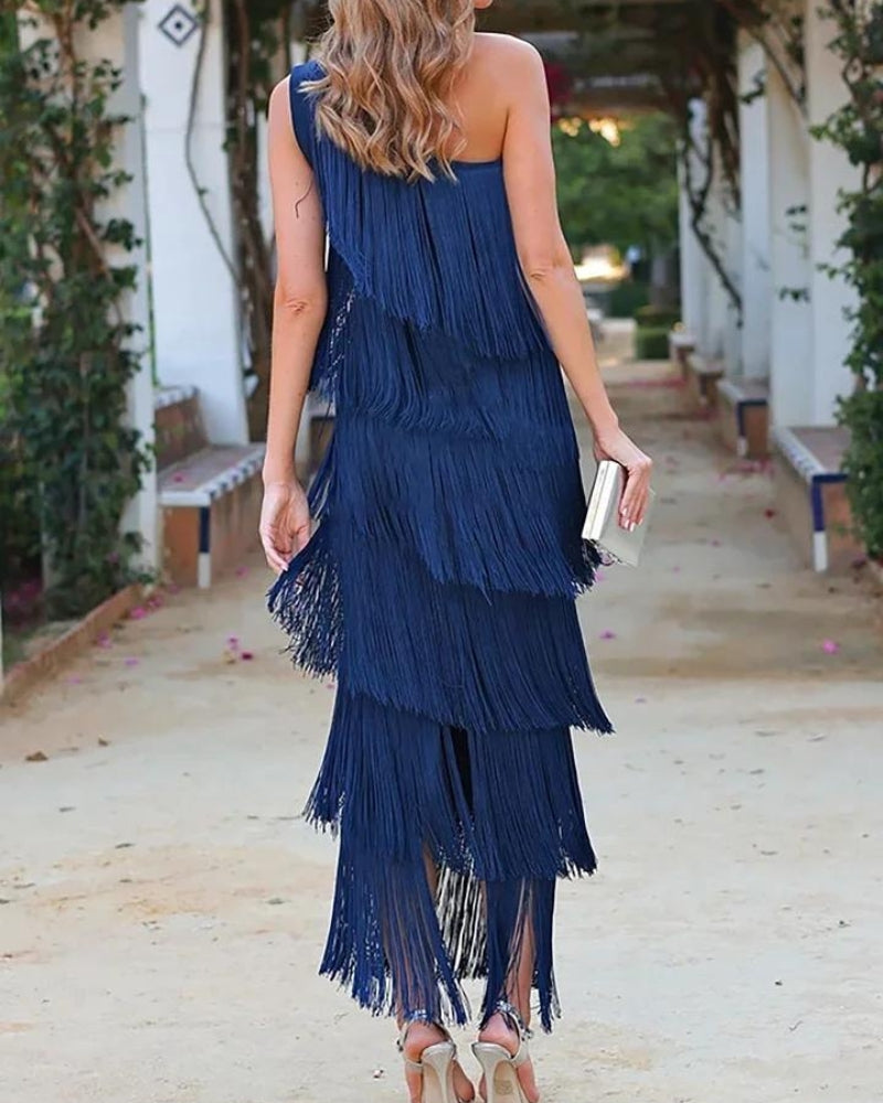 Laura | Vestido largo con flecos