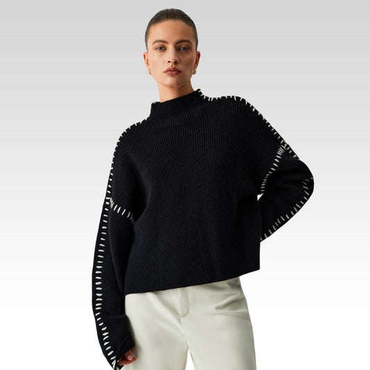 Alma | Suéter de cuello alto oversize con detalles de piqué