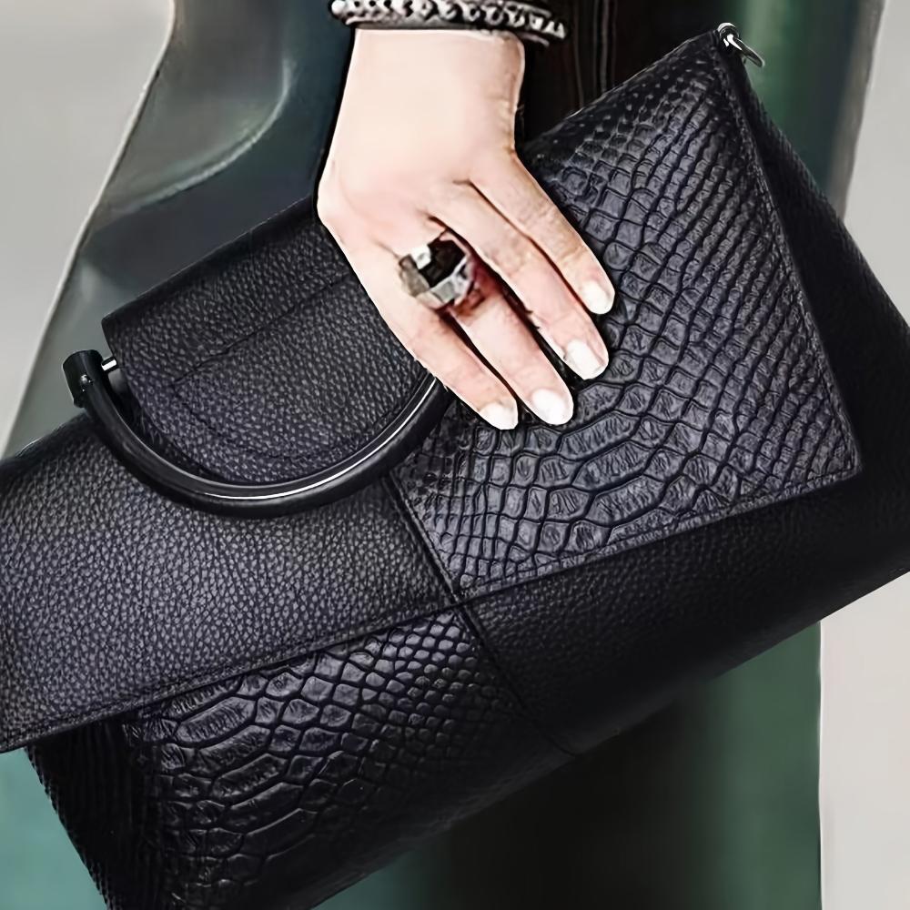 Cassandra | Bolso de Mano con Diseño de Cocodrilo Opulento