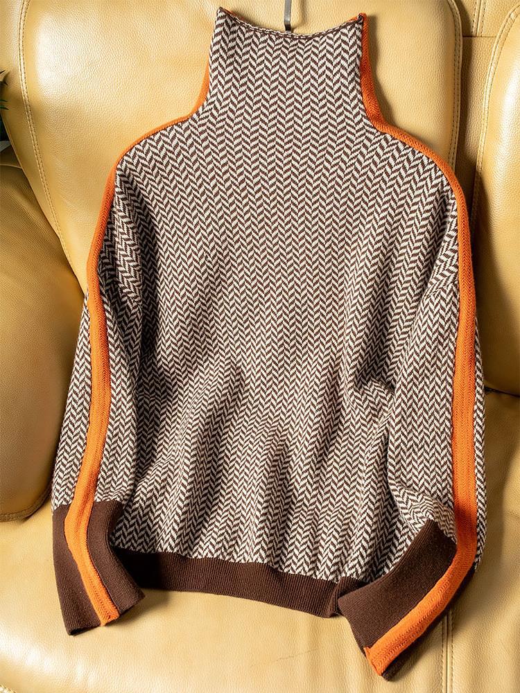 Malou™ | Suéter de cuello alto con llamativas rayas contrastantes