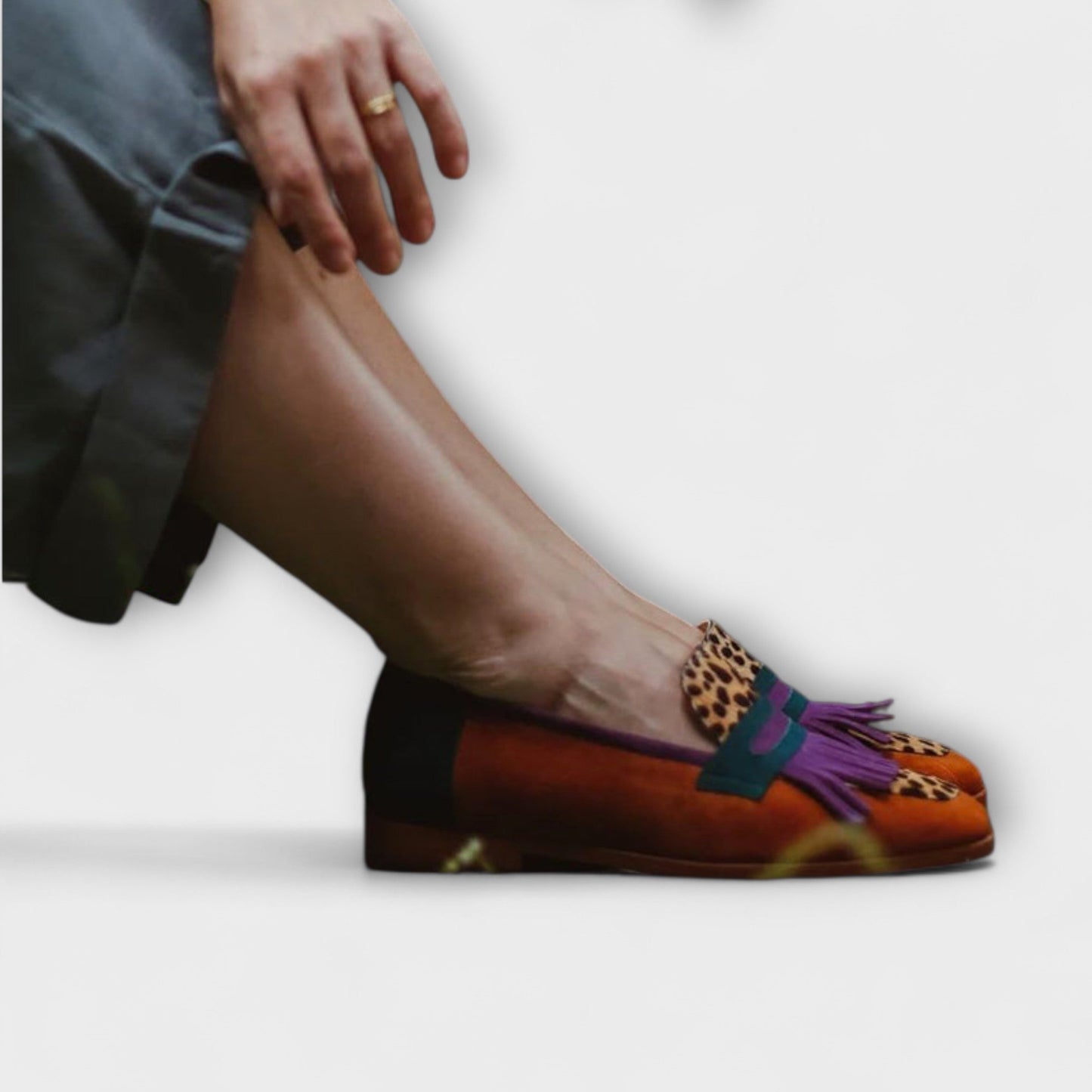 Fallon – Mocasines marrones con estampado de leopardo
