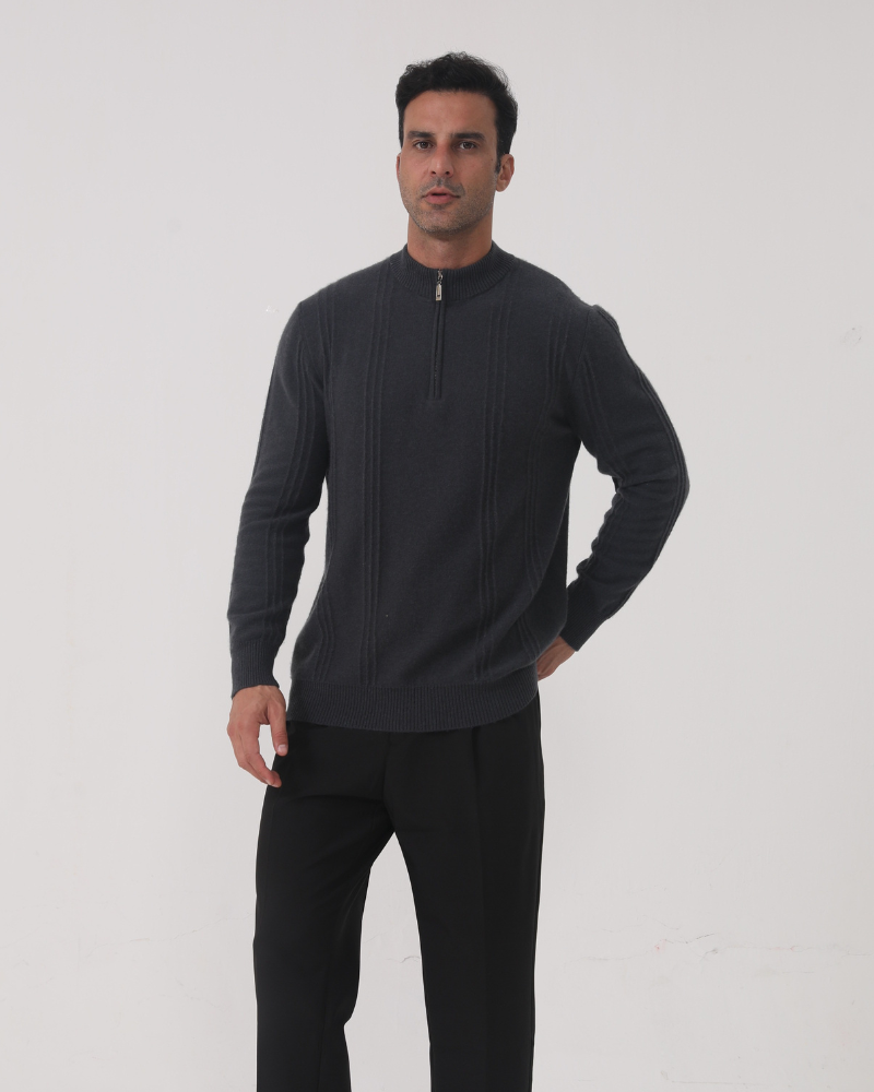 Zaragoza | 100% Cashmere Ribbed Half-Zip