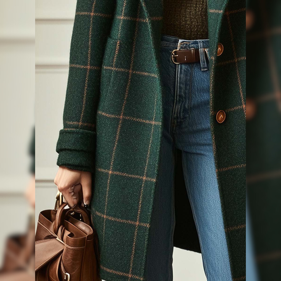 Valeria™ | Abrigo Elegante de Lana a Cuadros