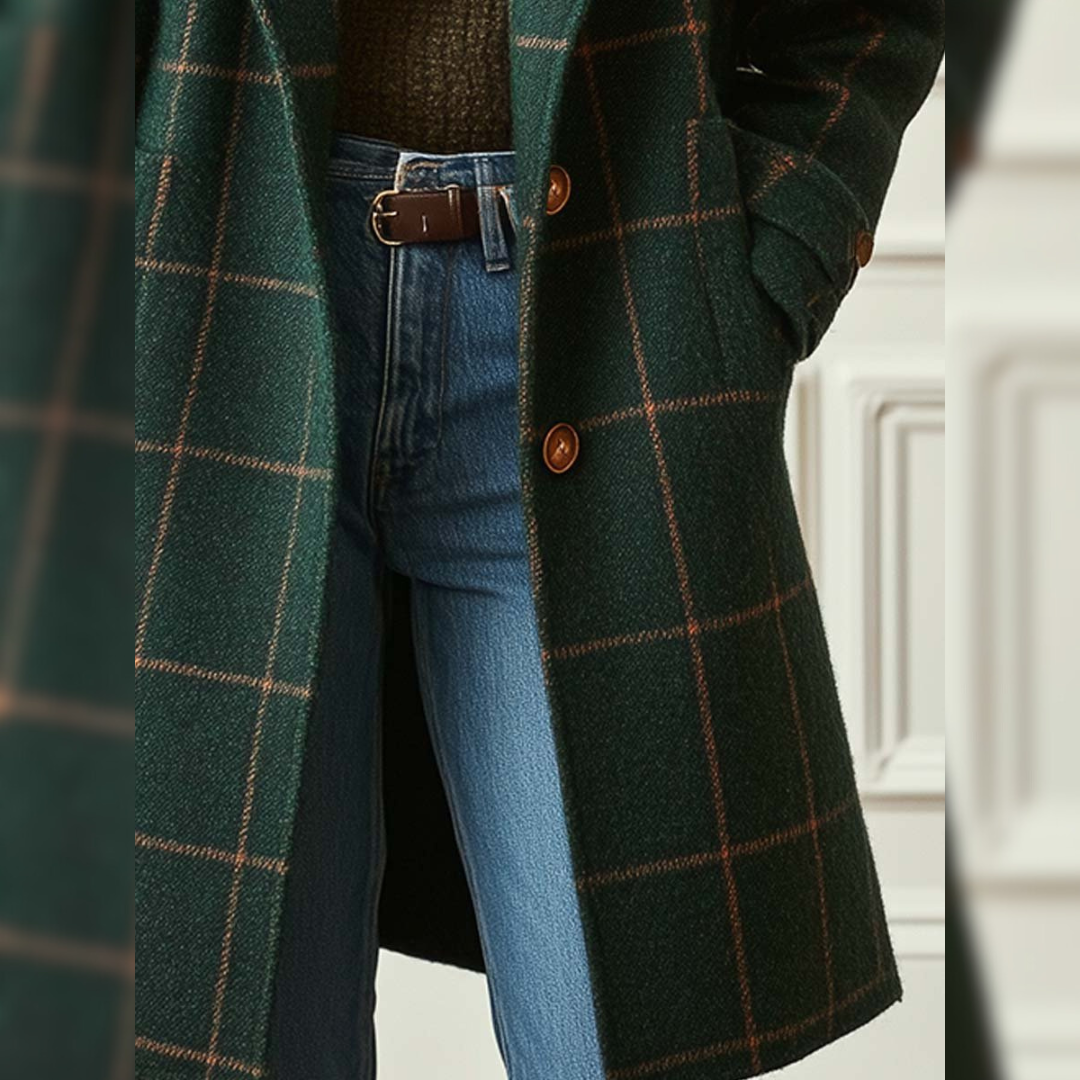 Valeria™ | Abrigo Elegante de Lana a Cuadros
